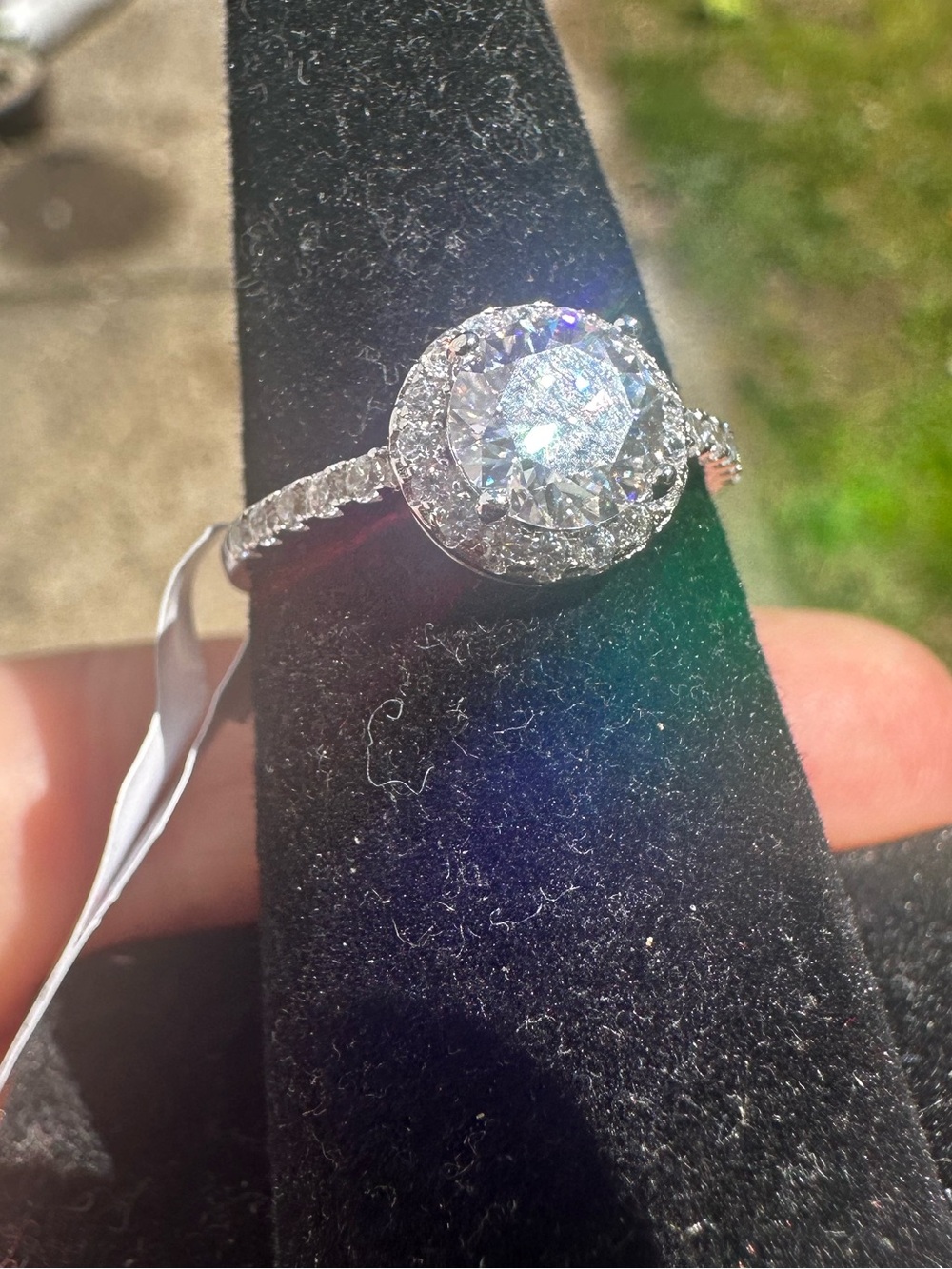 New moissanite lab diamond ring solitaire halo diamond engagement ring band 7